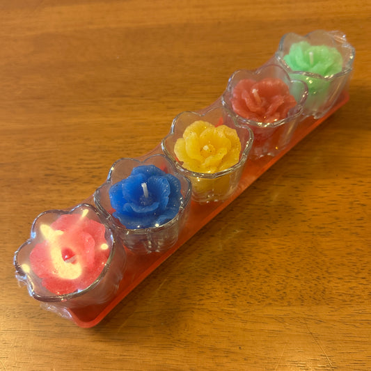 蓮華の花のろうそく5個セット　仏具　蝋燭　ベトナム雑貨